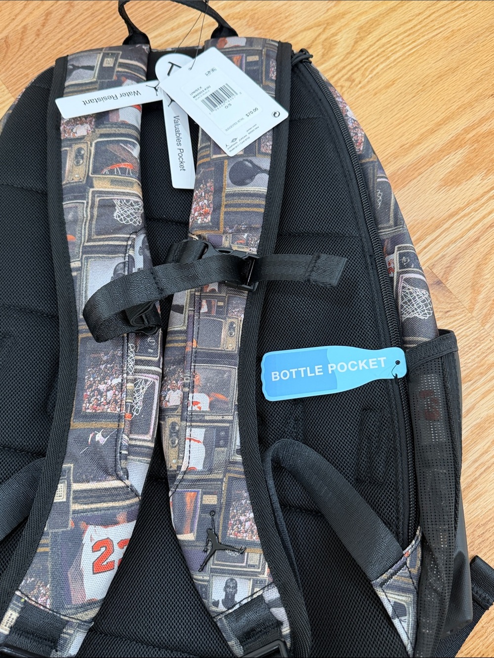 Jordan Collage Print Backpack - Black/Gray/Orange Accents - Picture 4 of 7
